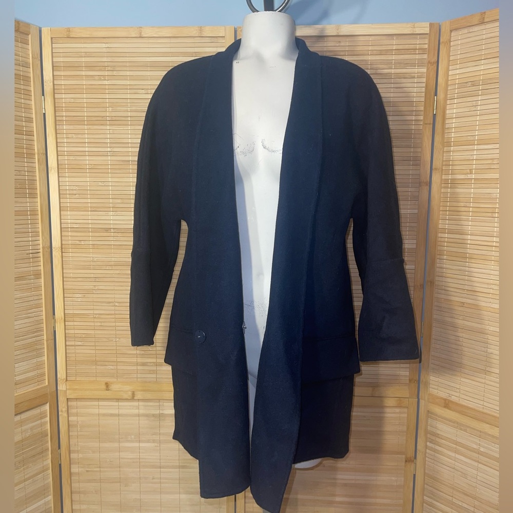 Zara DARK blue wool blend  kimono peacoat style jacket coat womans size small